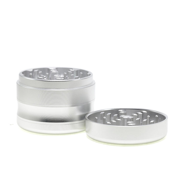 50MM Aluminum Alloy Concave Four-Layer Thin Waist Smoke Grinder-Silver