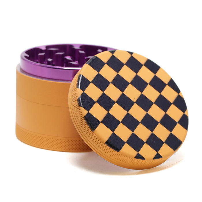 Aluminum Alloy Exterior Rubber Paint Checkerboard Pattern Smoke Grinder-Orange