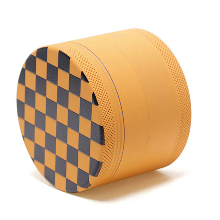 Aluminum Alloy Exterior Rubber Paint Checkerboard Pattern Smoke Grinder-Orange
