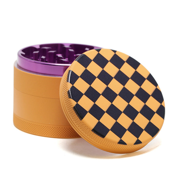 Aluminum Alloy Exterior Rubber Paint Checkerboard Pattern Smoke Grinder-Orange
