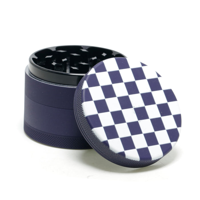 Aluminum Alloy Exterior Rubber Paint Checkerboard Pattern Smoke Grinder-Black