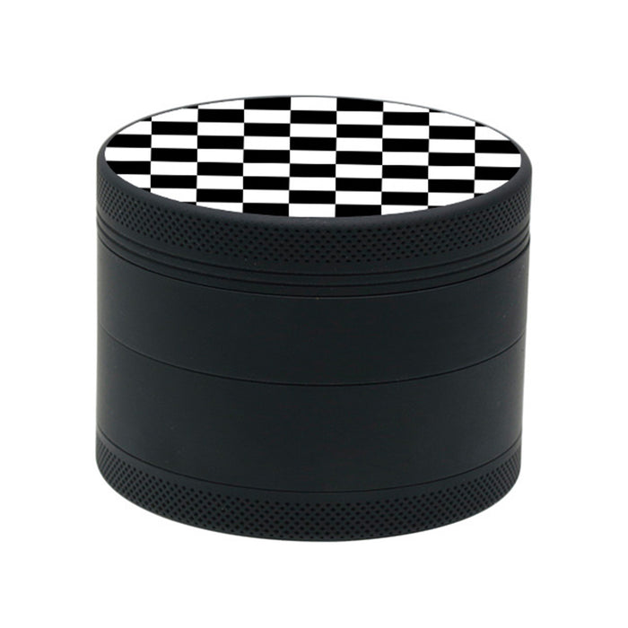 Aluminum Alloy Exterior Rubber Paint Checkerboard Pattern Smoke Grinder-Black