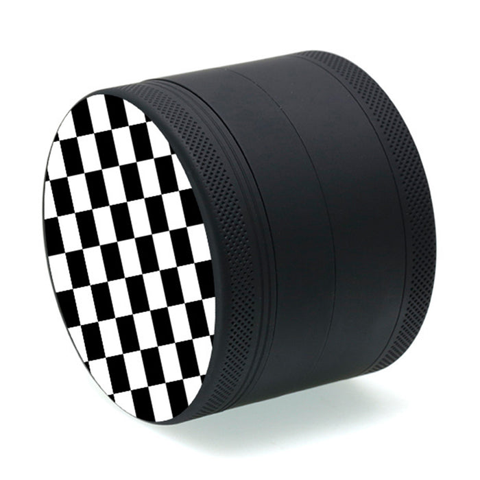 Aluminum Alloy Exterior Rubber Paint Checkerboard Pattern Smoke Grinder-Black