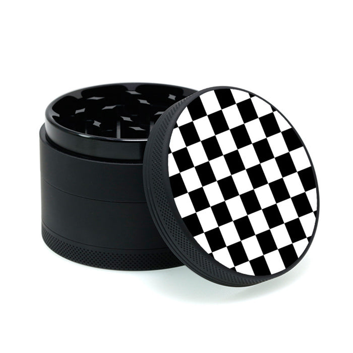 Aluminum Alloy Exterior Rubber Paint Checkerboard Pattern Smoke Grinder-Black