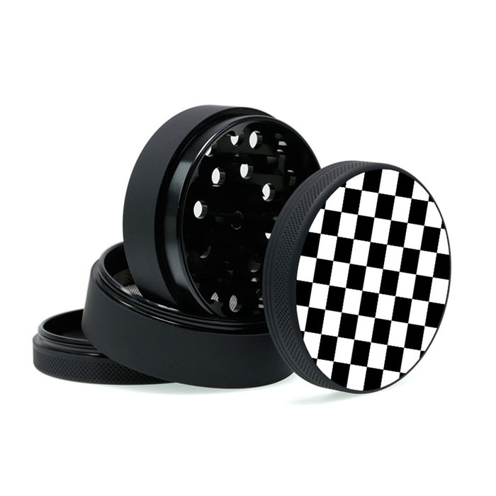 Aluminum Alloy Exterior Rubber Paint Checkerboard Pattern Smoke Grinder-Black