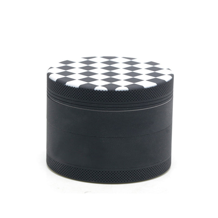 Aluminum Alloy Exterior Rubber Paint Checkerboard Pattern Smoke Grinder-Black