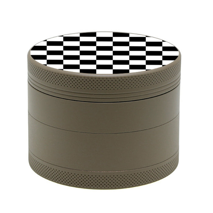 Aluminum Alloy Exterior Rubber Paint Checkerboard Pattern Smoke Grinder-Coffee
