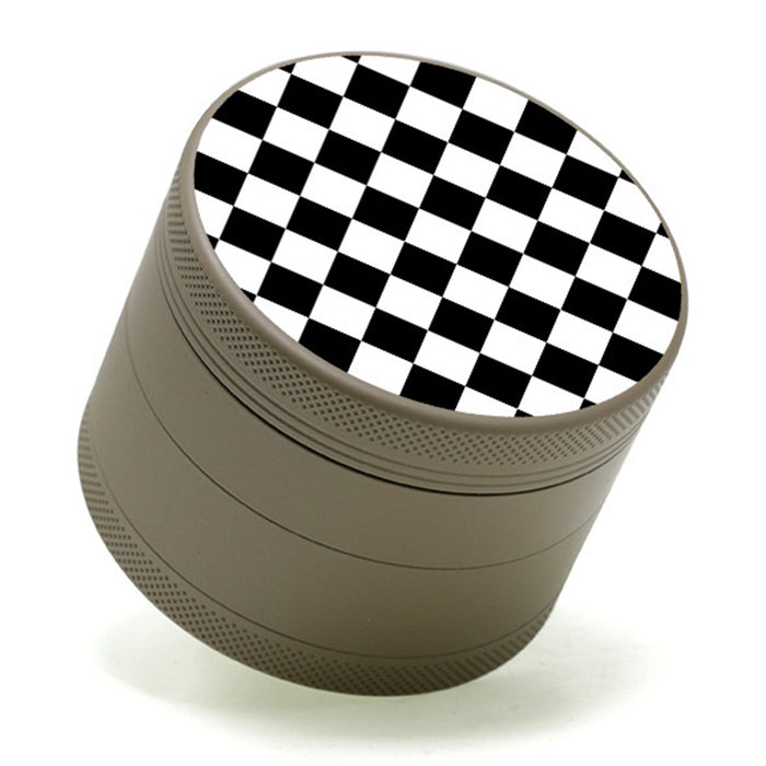 Aluminum Alloy Exterior Rubber Paint Checkerboard Pattern Smoke Grinder-Coffee