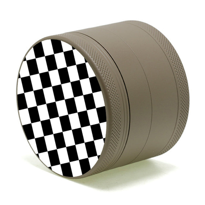 Aluminum Alloy Exterior Rubber Paint Checkerboard Pattern Smoke Grinder-Coffee