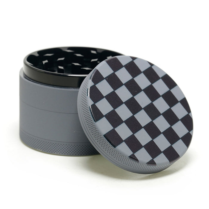 Aluminum Alloy Exterior Rubber Paint Checkerboard Pattern Smoke Grinder-Gray