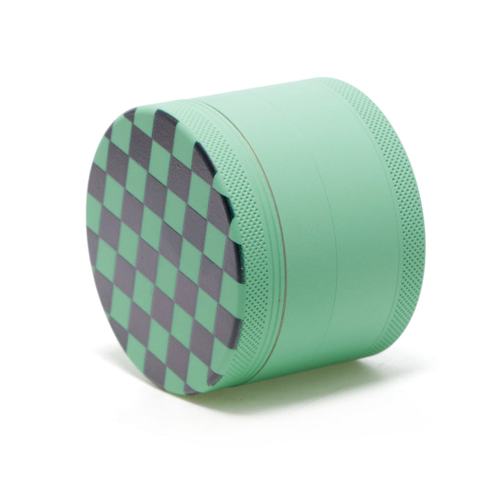 Aluminum Alloy Exterior Rubber Paint Checkerboard Pattern Smoke Grinder-Green