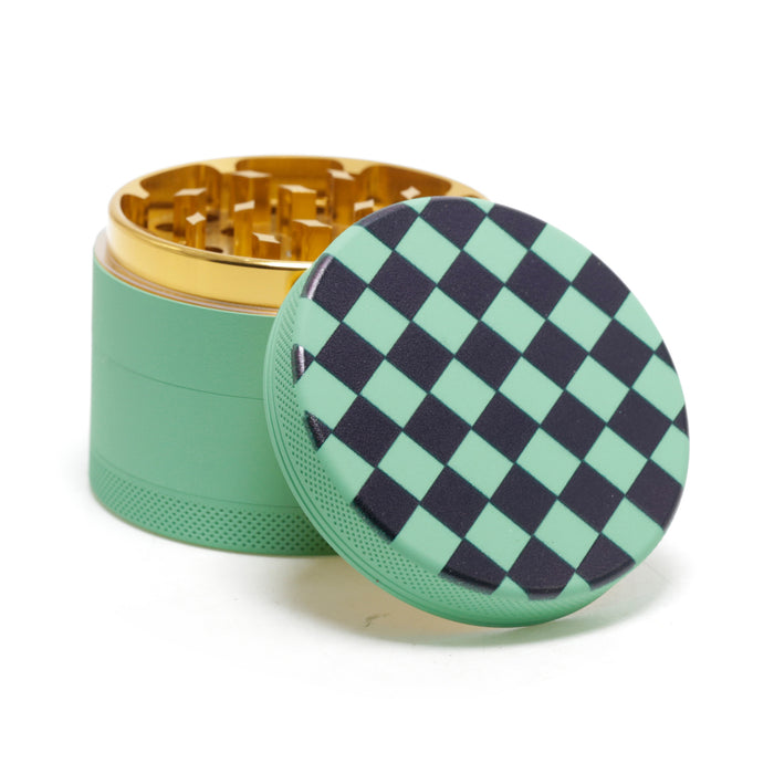 Aluminum Alloy Exterior Rubber Paint Checkerboard Pattern Smoke Grinder-Green