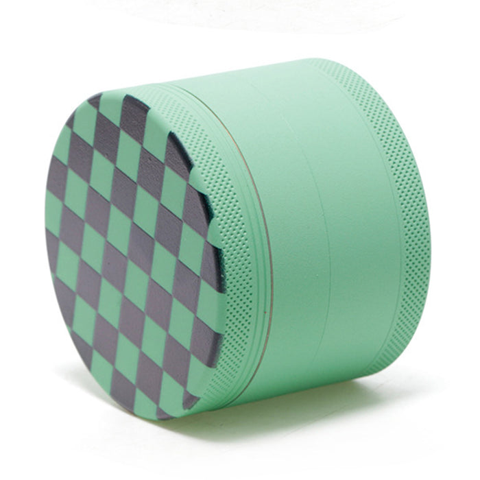 Aluminum Alloy Exterior Rubber Paint Checkerboard Pattern Smoke Grinder-Green
