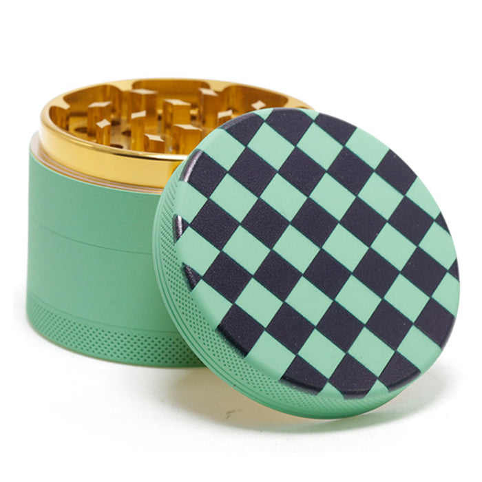 Aluminum Alloy Exterior Rubber Paint Checkerboard Pattern Smoke Grinder-Green