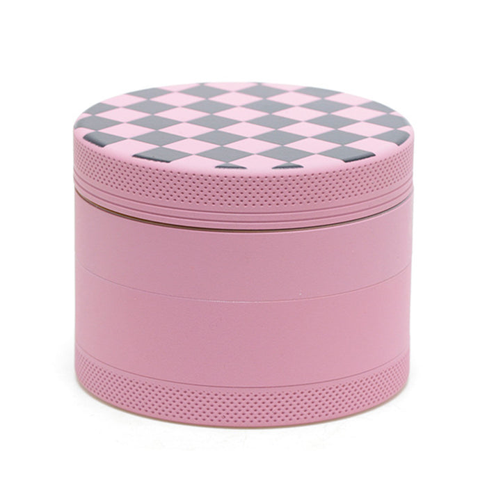 Aluminum Alloy Exterior Rubber Paint Checkerboard Pattern Smoke Grinder-Pink
