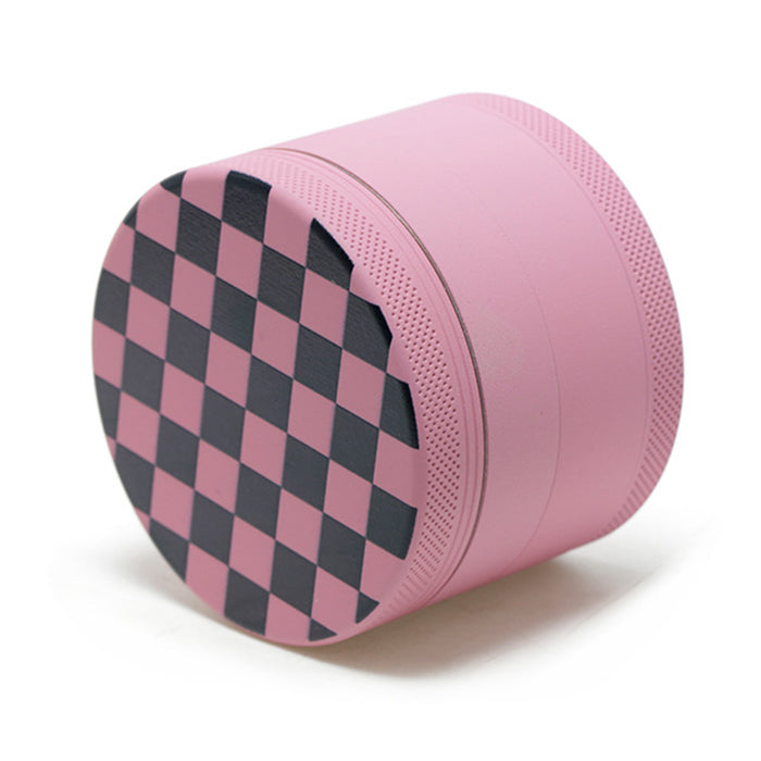 Aluminum Alloy Exterior Rubber Paint Checkerboard Pattern Smoke Grinder-Pink