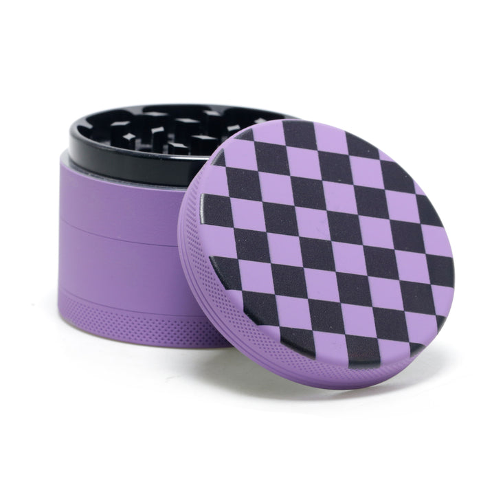 Aluminum Alloy Exterior Rubber Paint Checkerboard Pattern Smoke Grinder-Purple