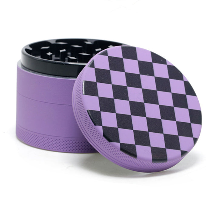 Aluminum Alloy Exterior Rubber Paint Checkerboard Pattern Smoke Grinder-Purple