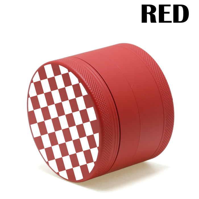 Aluminum Alloy Exterior Rubber Paint Checkerboard Pattern Smoke Grinder-Red