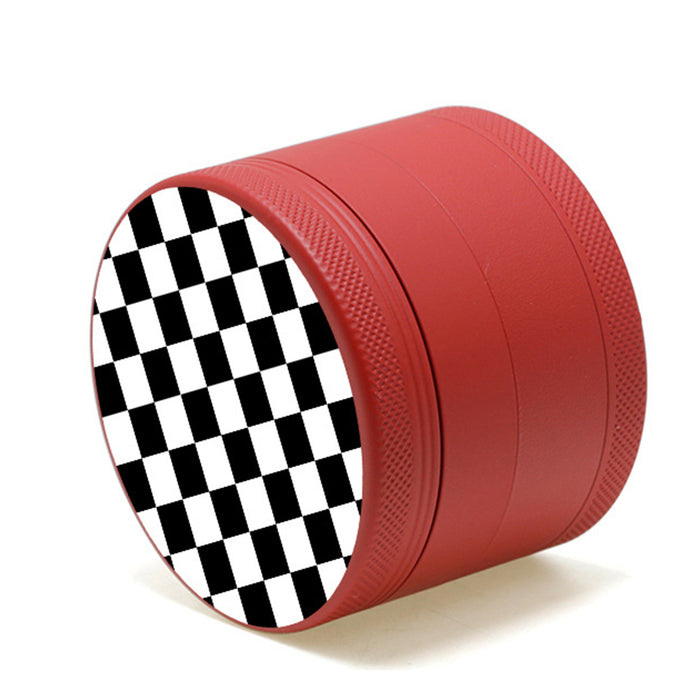 Aluminum Alloy Exterior Rubber Paint Checkerboard Pattern Smoke Grinder-Red