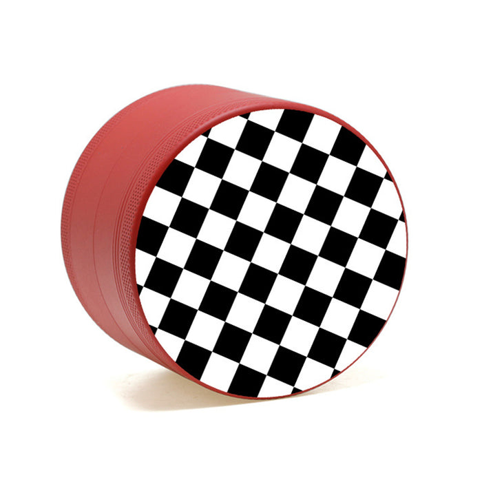 Aluminum Alloy Exterior Rubber Paint Checkerboard Pattern Smoke Grinder-Red