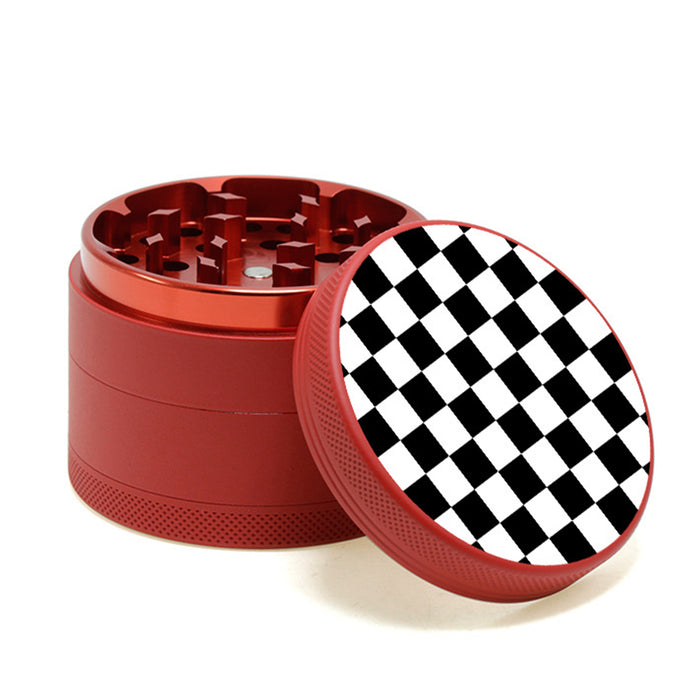 Aluminum Alloy Exterior Rubber Paint Checkerboard Pattern Smoke Grinder-Red