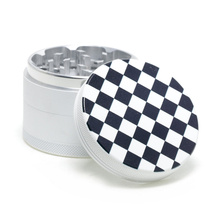 Aluminum Alloy Exterior Rubber Paint Checkerboard Pattern Smoke Grinder-White