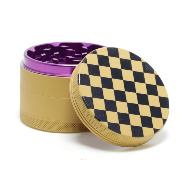 Aluminum Alloy Exterior Rubber Paint Checkerboard Pattern Smoke Grinder-Yellow