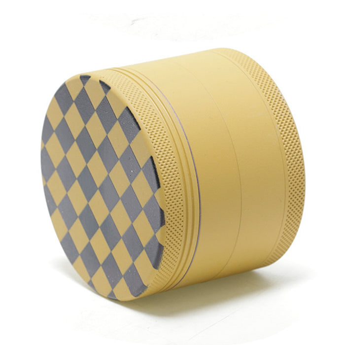 Aluminum Alloy Exterior Rubber Paint Checkerboard Pattern Smoke Grinder-Yellow