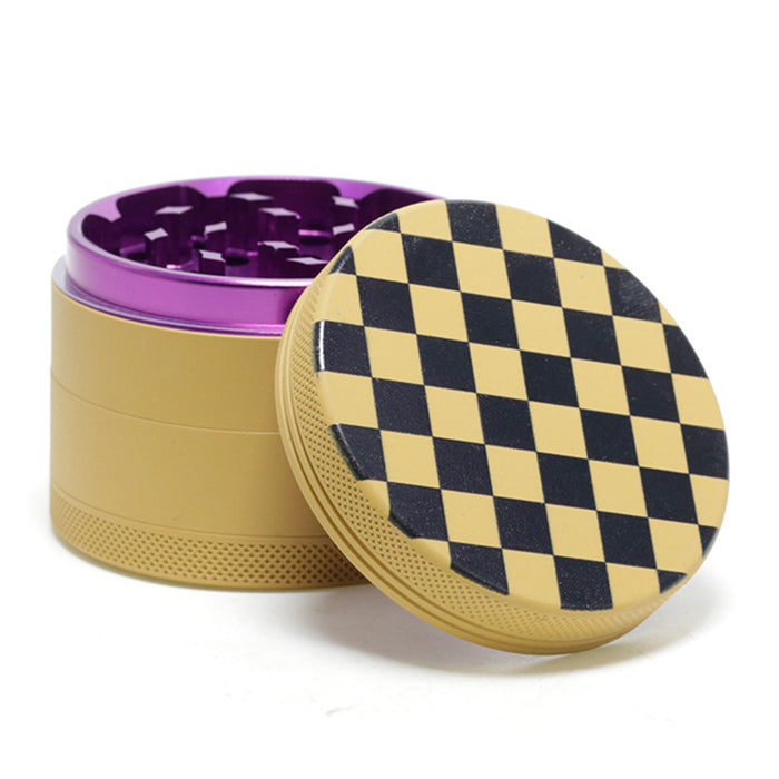 Aluminum Alloy Exterior Rubber Paint Checkerboard Pattern Smoke Grinder-Yellow