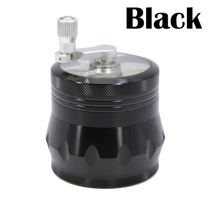 Aluminum Alloy Four-Layer 55MM Side Concave Rocker Smoke Grinder-Black