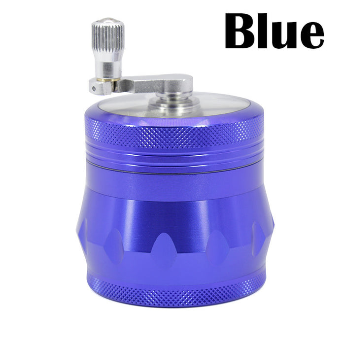 Aluminum Alloy Four-Layer 55MM Side Concave Rocker Smoke Grinder-Blue