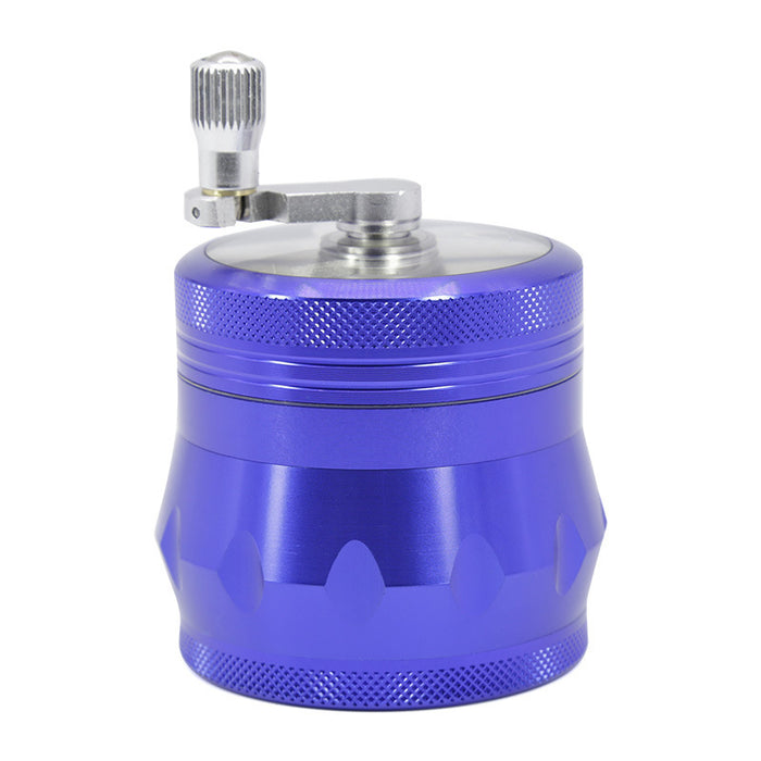 Aluminum Alloy Four-Layer 55MM Side Concave Rocker Smoke Grinder-Blue