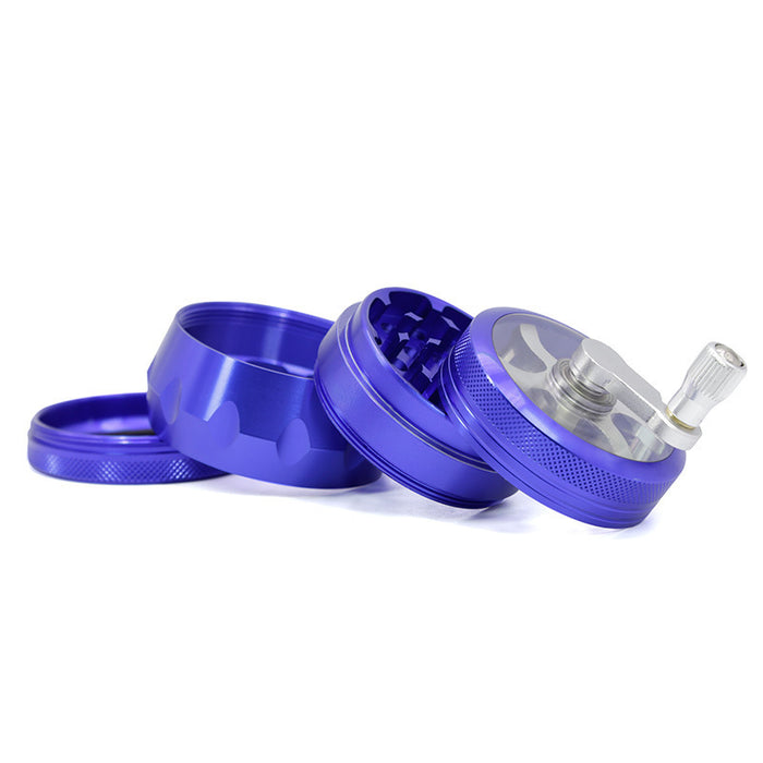 Aluminum Alloy Four-Layer 55MM Side Concave Rocker Smoke Grinder-Blue