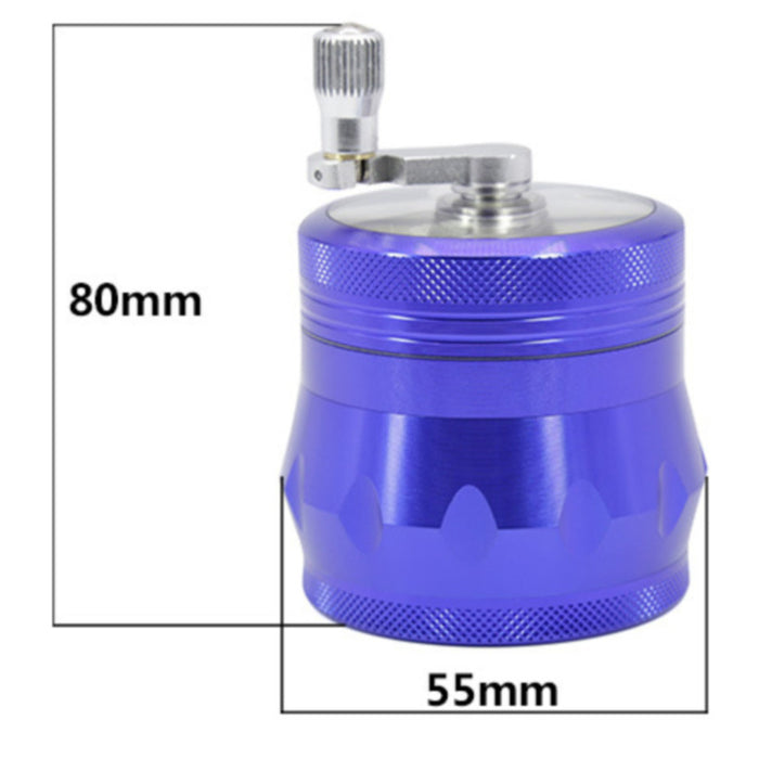 Aluminum Alloy Four-Layer 55MM Side Concave Rocker Smoke Grinder-Blue