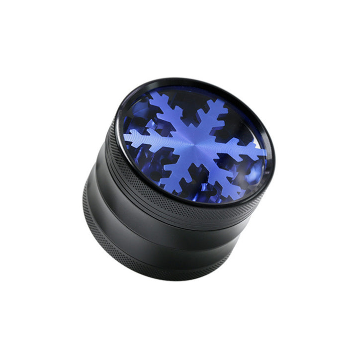 Aluminum Alloy Four-Layer 63MM Skylight Snowflake Grinder-Blue Color