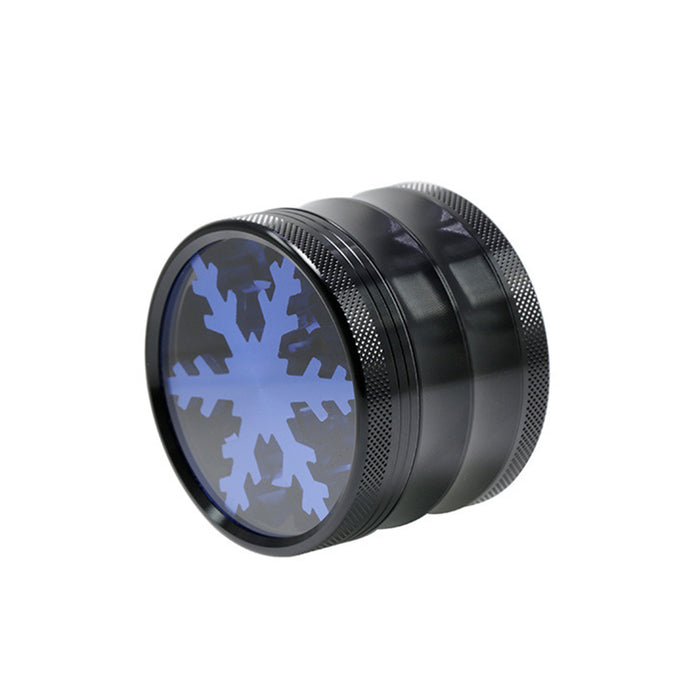 Aluminum Alloy Four-Layer 63MM Skylight Snowflake Grinder-Blue Color