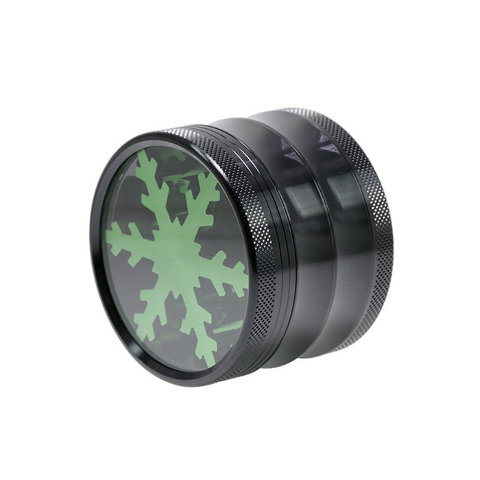 Aluminum Alloy Four-Layer 63MM Skylight Snowflake Grinder-Green Color