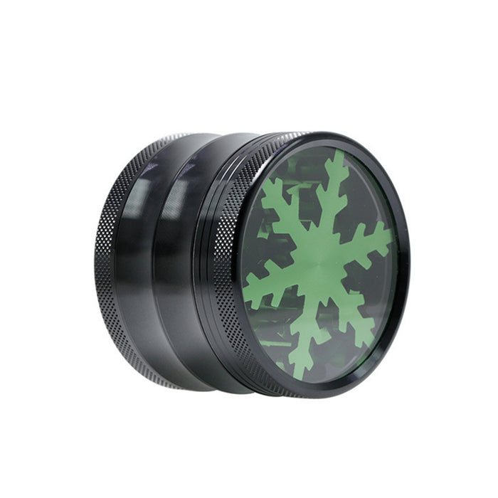 Aluminum Alloy Four-Layer 63MM Skylight Snowflake Grinder-Green Color