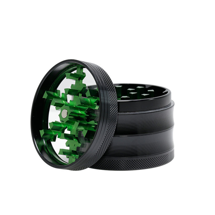 Aluminum Alloy Four-Layer 63MM Skylight Snowflake Grinder-Green Color