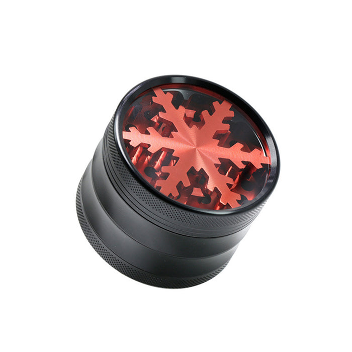 Aluminum Alloy Four-Layer 63MM Skylight Snowflake Grinder-Red Color