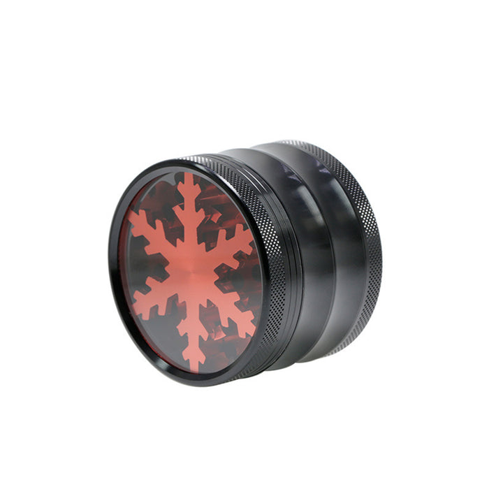 Aluminum Alloy Four-Layer 63MM Skylight Snowflake Grinder-Red Color