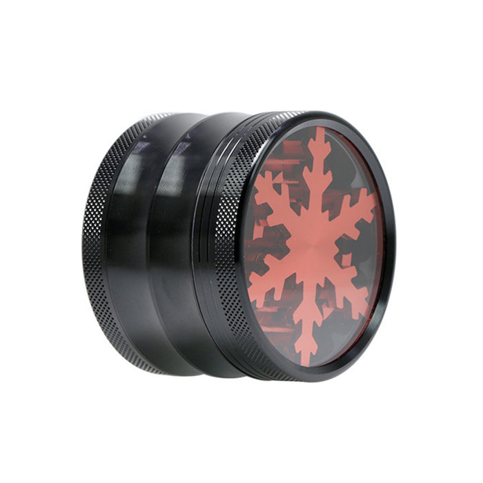 Aluminum Alloy Four-Layer 63MM Skylight Snowflake Grinder-Red Color