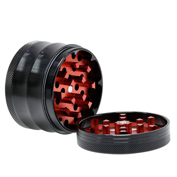 Aluminum Alloy Four-Layer 63MM Skylight Snowflake Grinder-Red Color