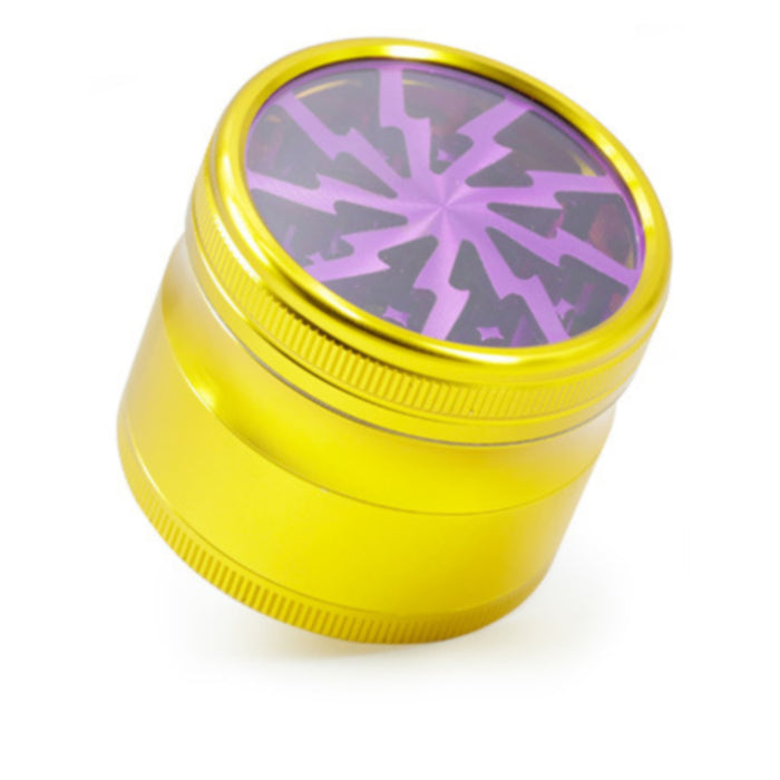 Aluminum Alloy Four-Layer Mixed Color Lightning Herb Grinder-Gold