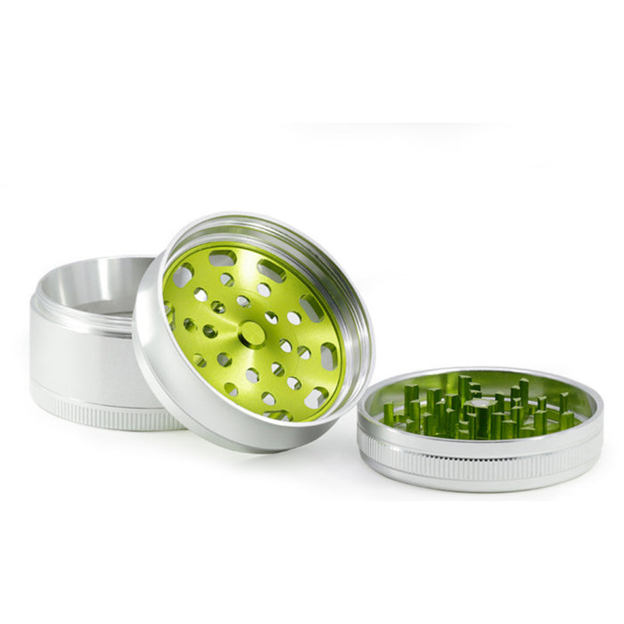 Aluminum Alloy Four-Layer Mixed Color Lightning Herb Grinder-Silver