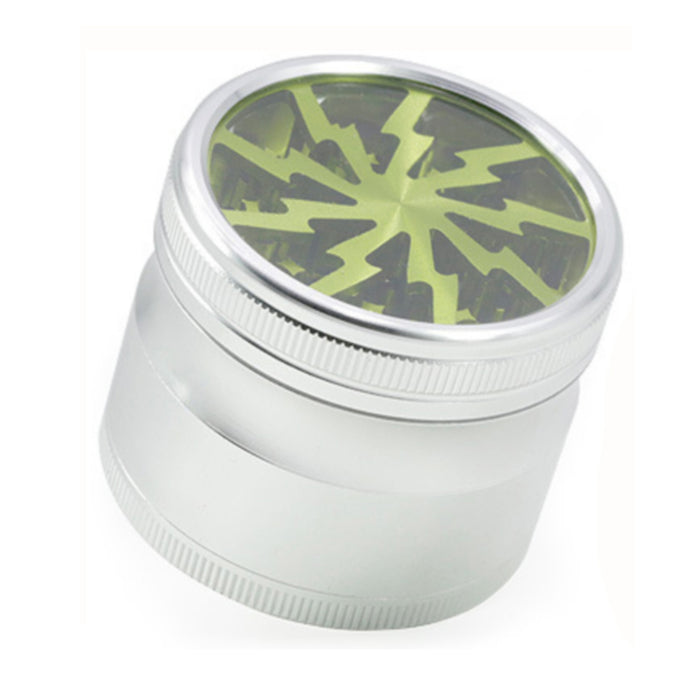 Aluminum Alloy Four-Layer Mixed Color Lightning Herb Grinder-Silver