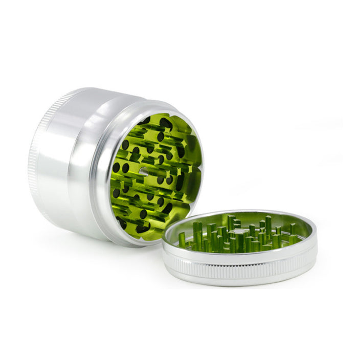 Aluminum Alloy Four-Layer Mixed Color Lightning Herb Grinder-Silver