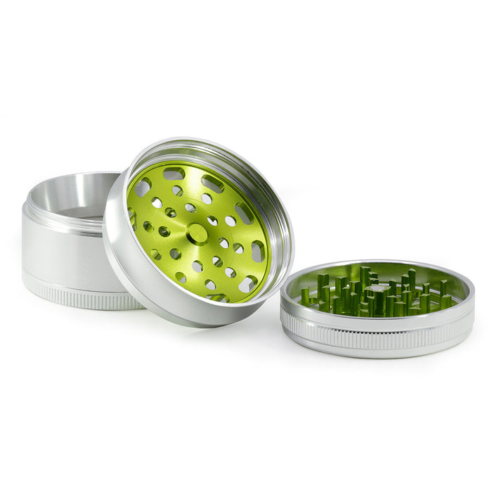 Aluminum Alloy Four-Layer Mixed Color Lightning Herb Grinder-Silver
