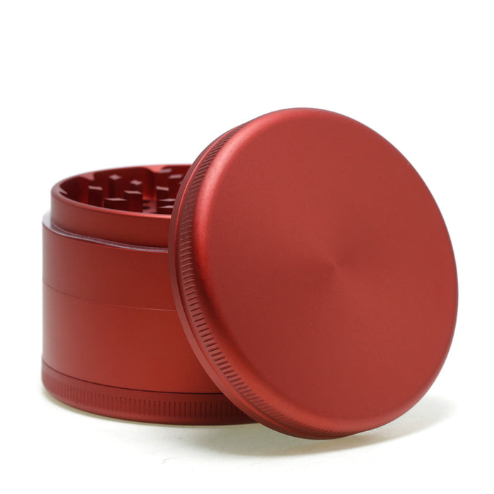 100MM Aluminum Alloy Frosted Flat Smoke Grinder | Red Color